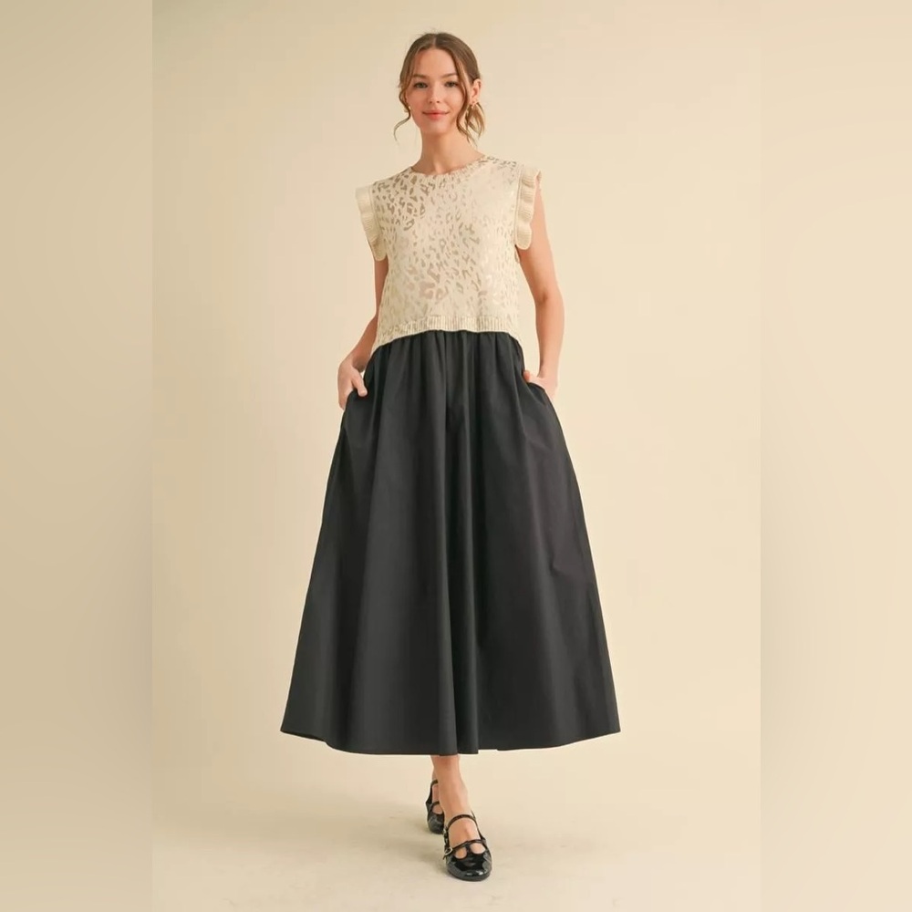 JODIFL Black Maxi Skirt with Pockets
